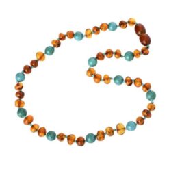 Barnsteenketting Cognac, Turquoise