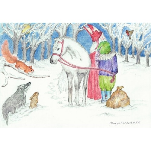 Ansichtkaart Dieren en Sint Nicolaas