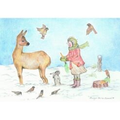 Ansichtkaart Dieren voeren in de winter